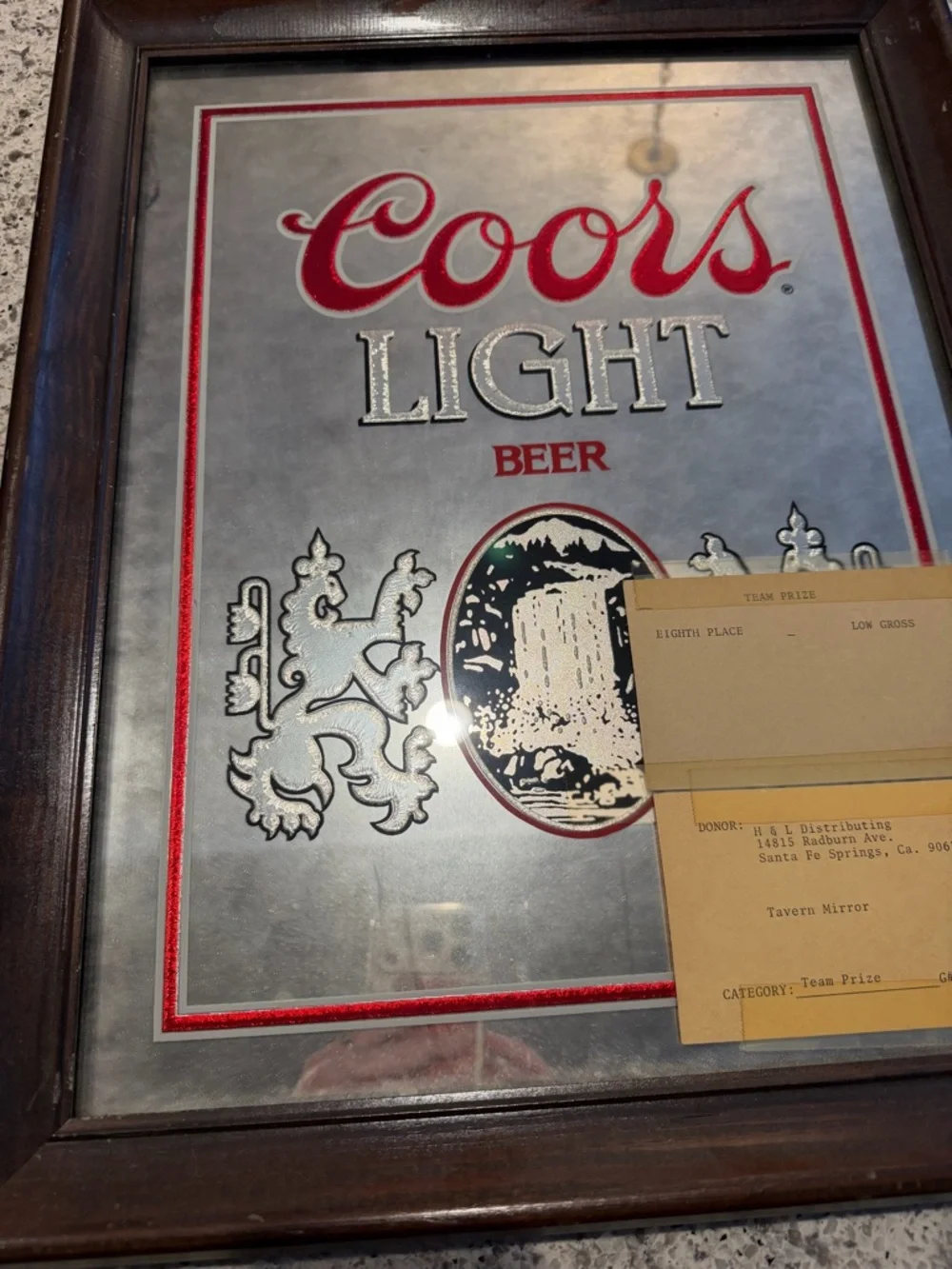 Vintage 1980s Coors Light Framed Tavern Mirror Wall Art